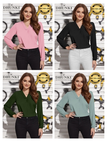 Dhunki Ladies Tops - Heavy Georgette Fabric, 23-24 Inch Length, Full Sleeve Design | Available in 4 Elegant Colors, Limited Edition