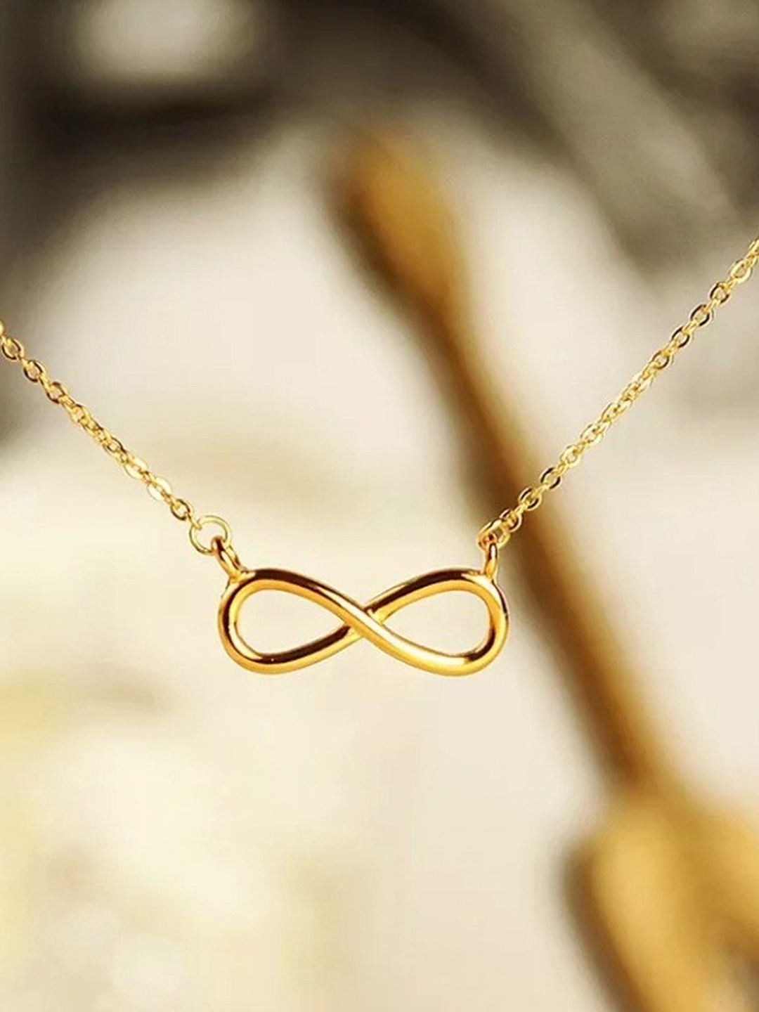 Gold Plated Infinite Pendant Necklace - Alloy Material 20 Grams Weight | Fine Jewelry Set For Anniversary Gift And Party Occasions