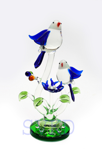 Blue Svkd Glass Bird Root With Next