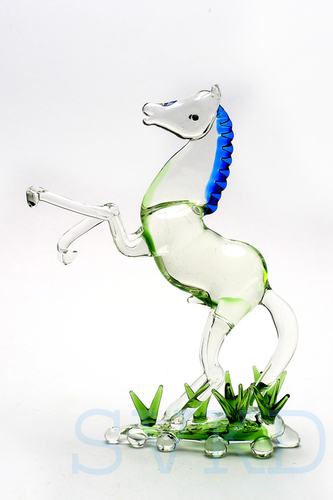 Blue Svkd Glass Horse