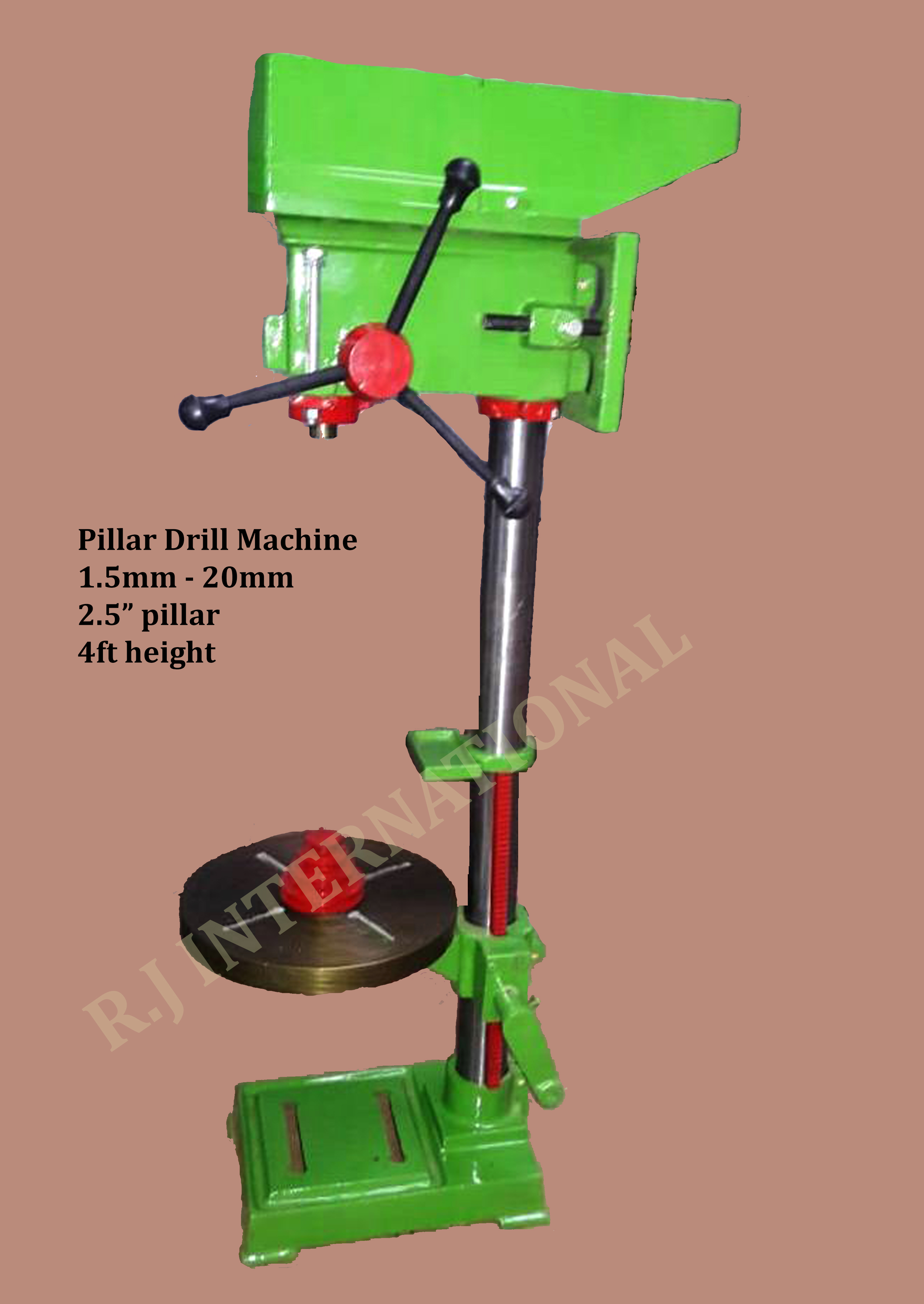 Pillar Drill Machine - Cast Iron, 15 Inch Table Size, 220 Volt | 1 Hp Power, 1440 Rpm Spindle Speed, Semi-automatic Control System