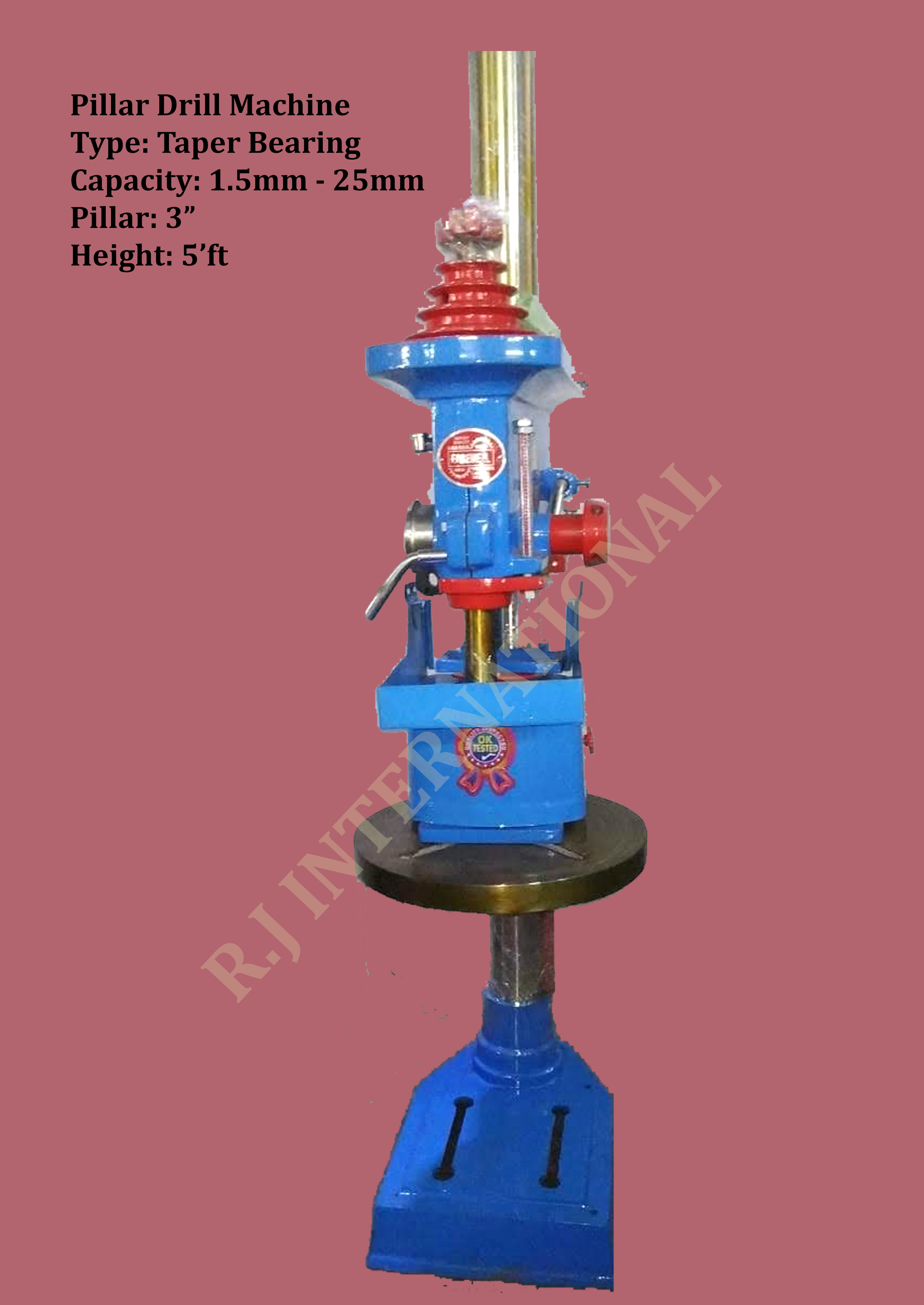 Pillar Drill Machine - Cast Iron, 15 Inch Table Size, 220 Volt | 1 Hp Power, 1440 Rpm Spindle Speed, Semi-automatic Control System