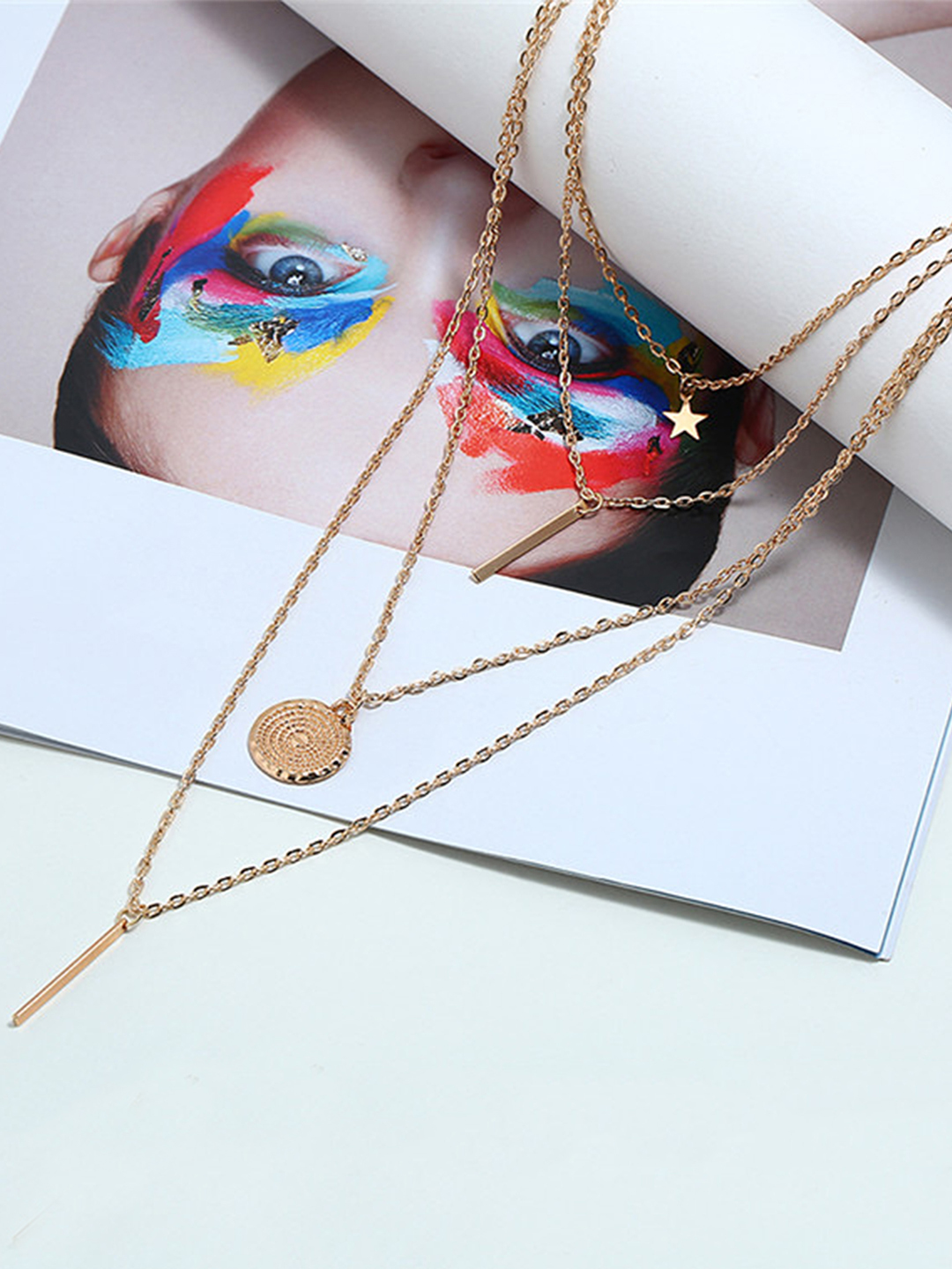 Gold Plated Multi Layered Fashion Pendant Necklace - Alloy Material 20 Grams Weight | Charm Pendant Ideal For Women's Gifts Parties Weddings
