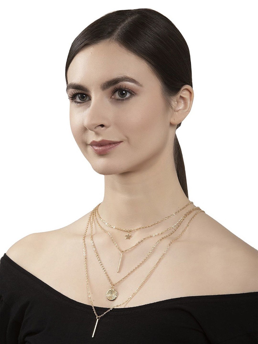 Gold Plated Multi Layered Fashion Pendant Necklace - Alloy Material 20 Grams Weight | Charm Pendant Ideal For Women's Gifts Parties Weddings