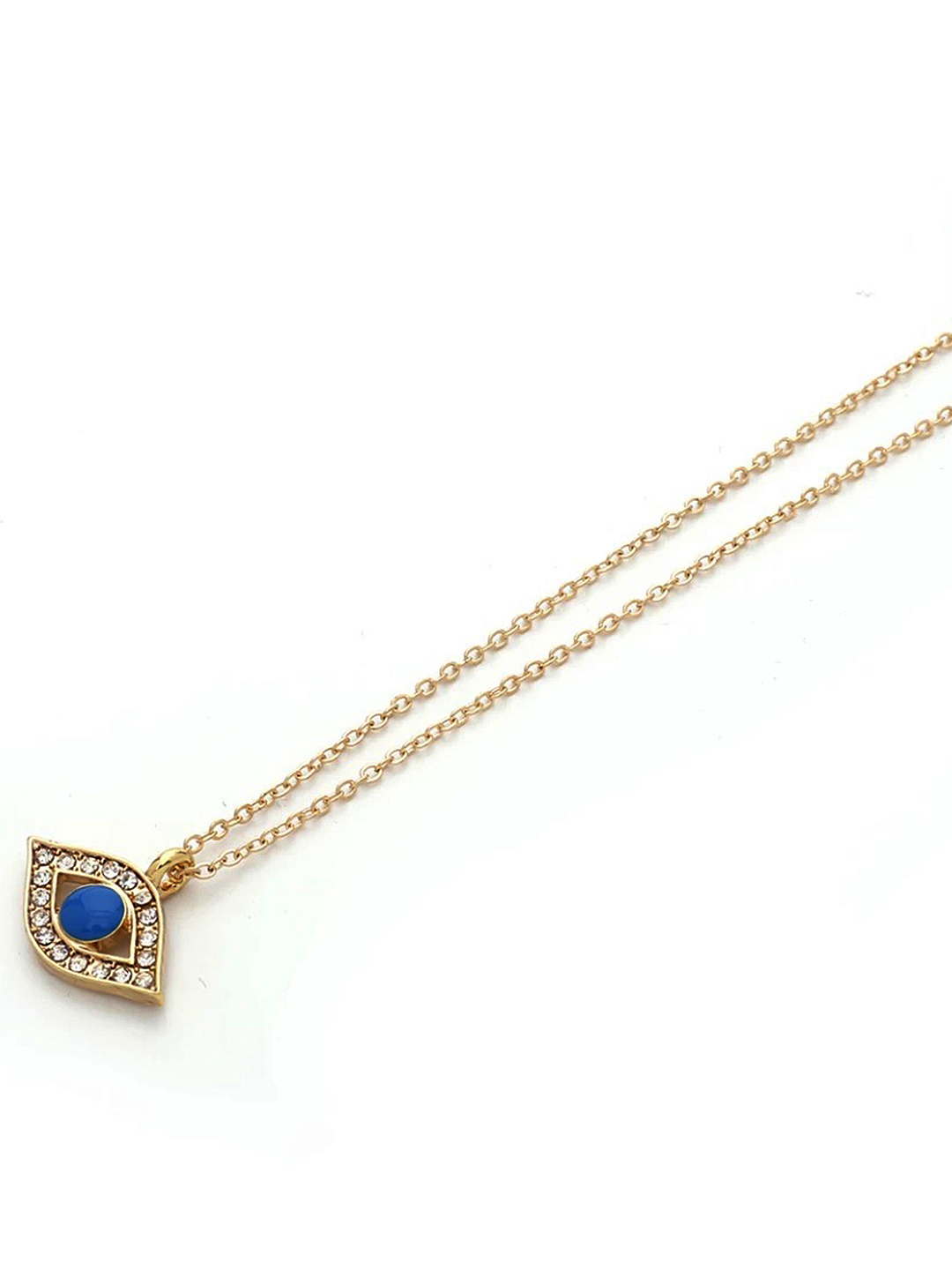 Gold Plated Blue Evil Eye Pendant Necklace - Alloy, 20 Grams, Blue And Gold | Fine Jewelry Set For Gifts Or Weddings