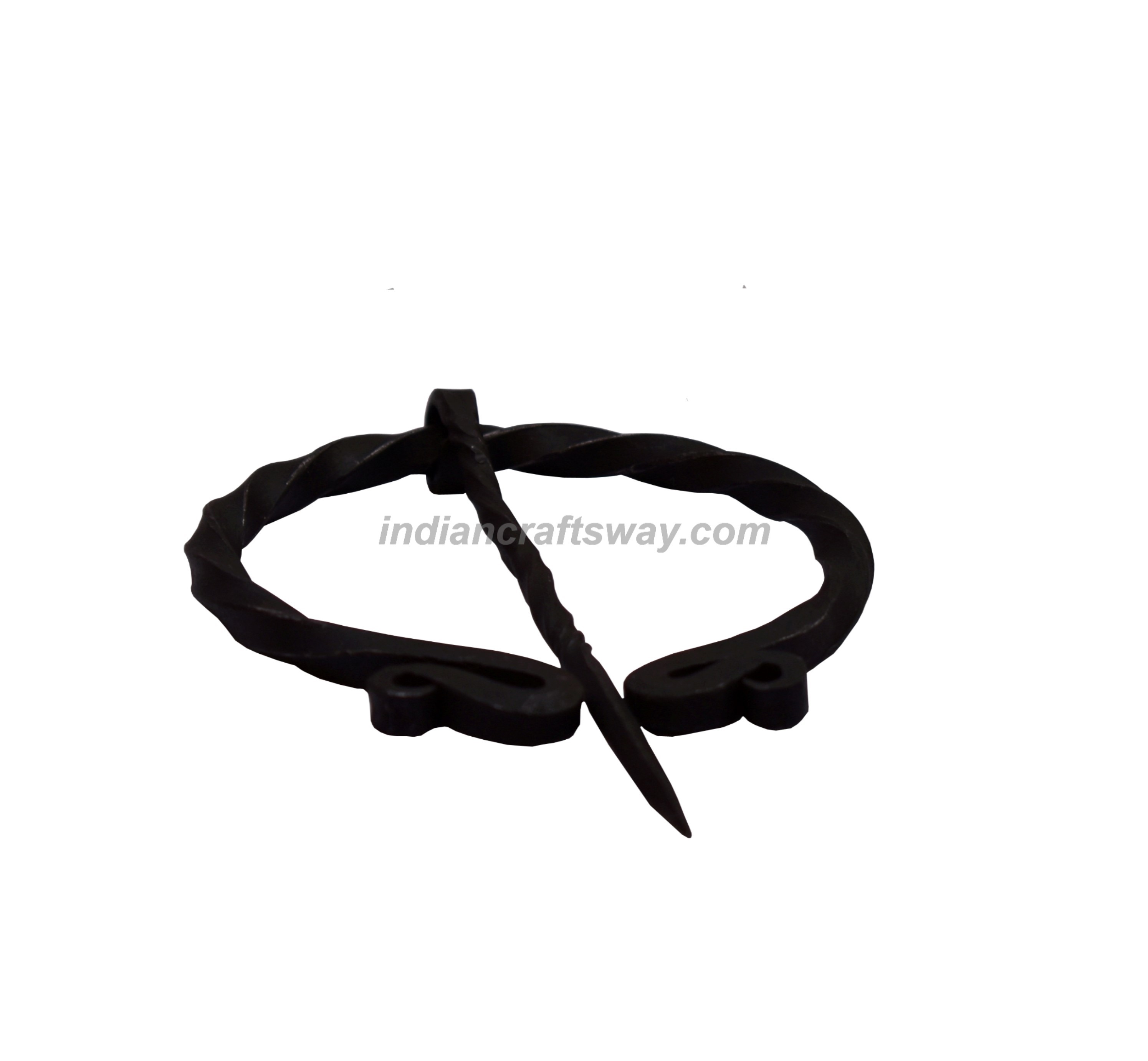 Hand Forged S Shape Brooch - Color: Black