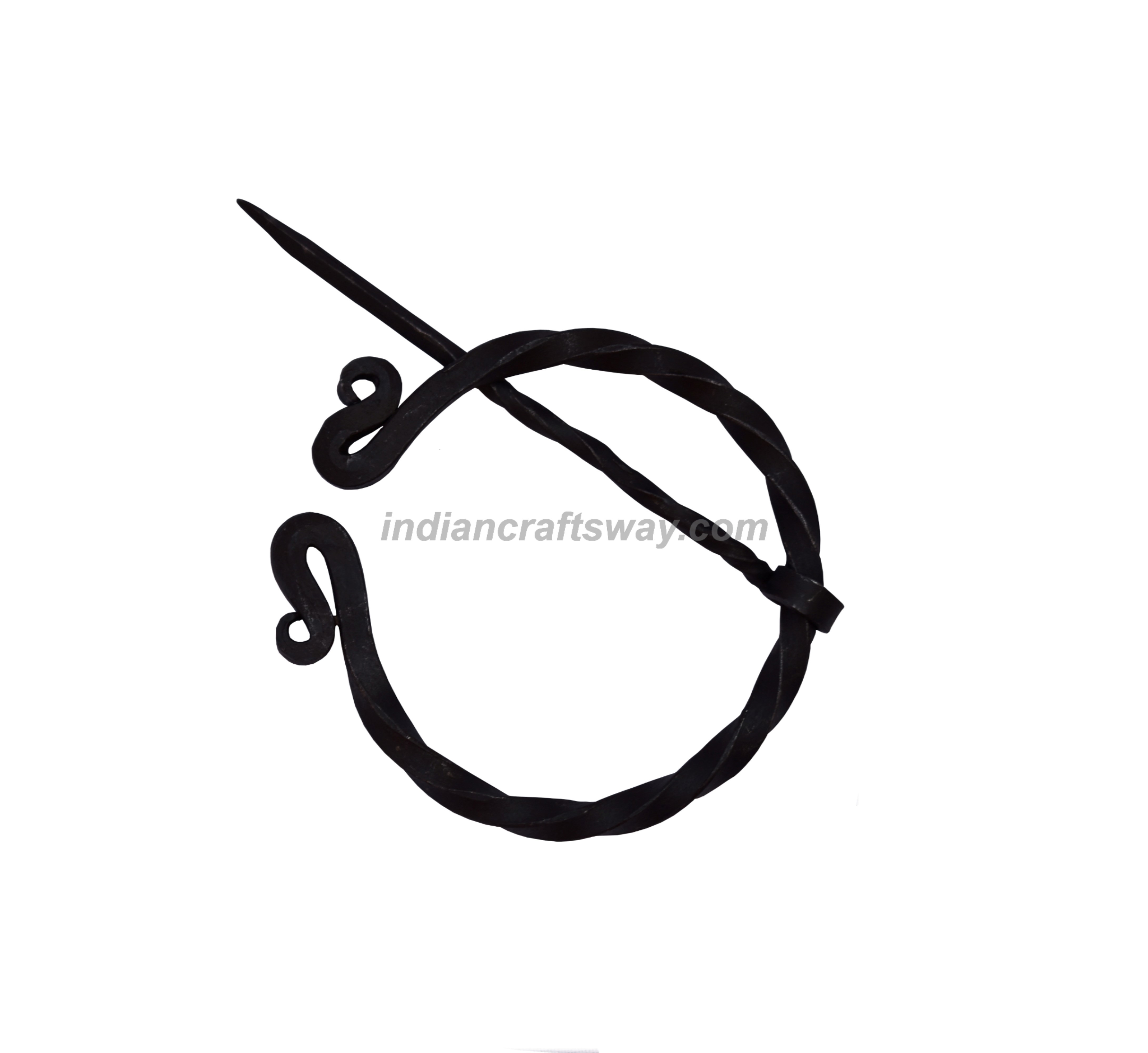 Hand Forged S Shape Brooch - Color: Black