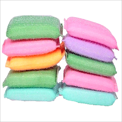 Foam Scrub Pad - Nylon and Foam Material, 3x4 Inch Rectangular Size , Pack of 12 Pieces in Blue, Green, Yellow, Red