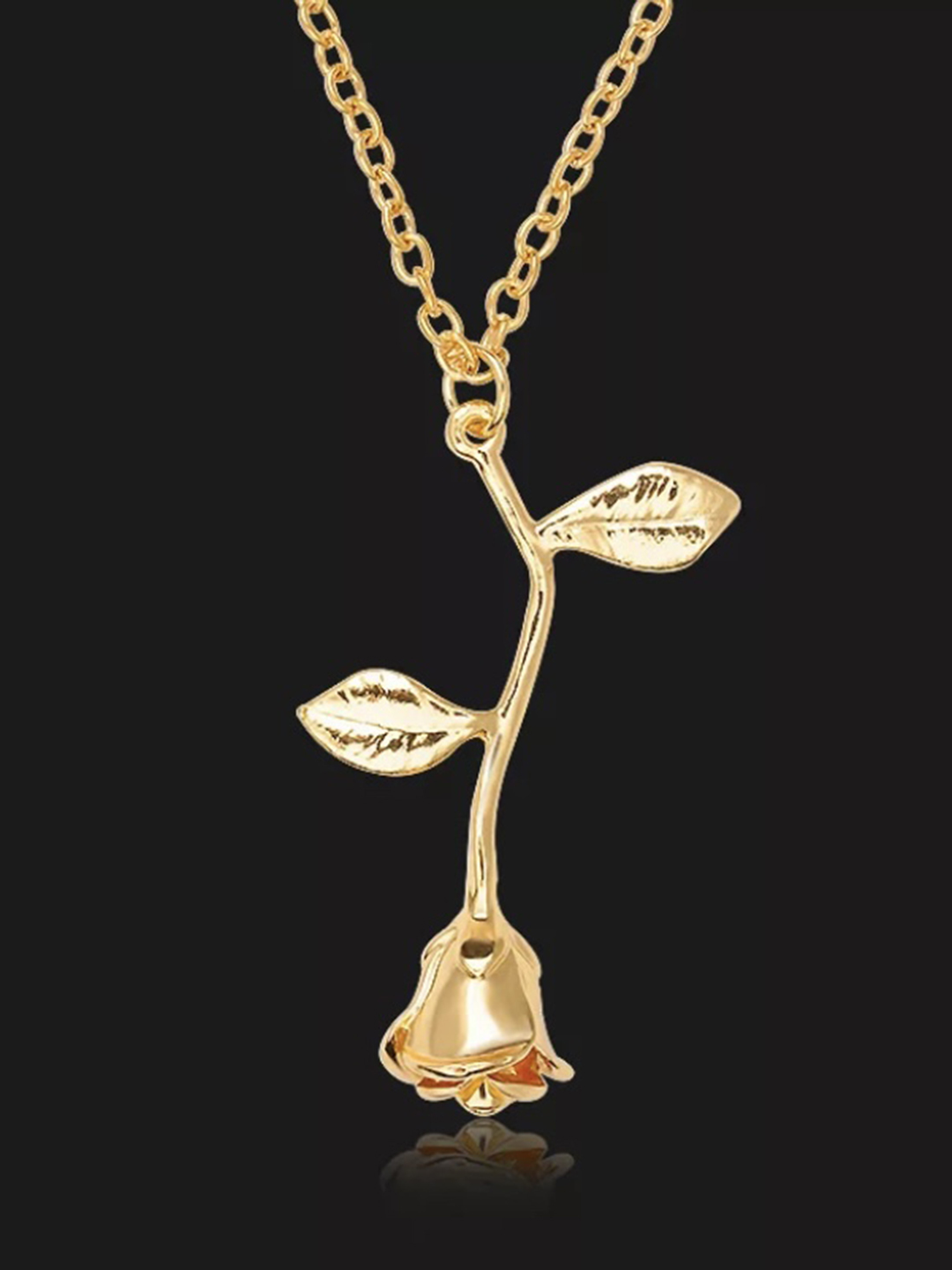 Charming Gold Plated Rose Pendant Necklace