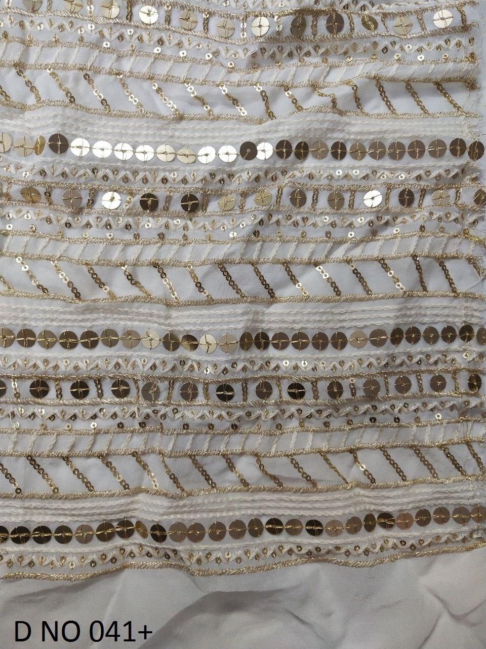 Fancy Fabrics - Embroidered Sequin Fabric, 44 Inch Width, White Color | Washable Design, Hand Wash Recommended, Suitable For All Seasons