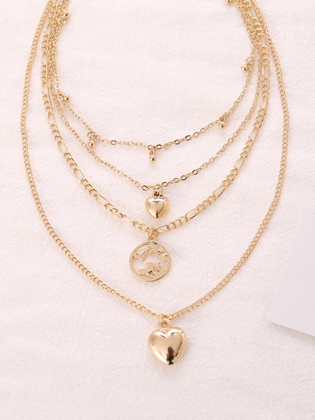 Stunning Gold Plated Four Layered Heart World And Earth Pendant