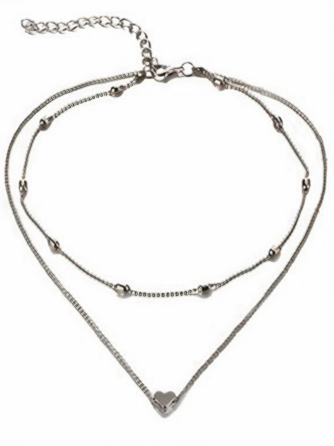 Silver Plated Double Layered Heart Pendant Necklace - Alloy Material, 20g Weight | Intricate Double Layered Design, Perfect For Women