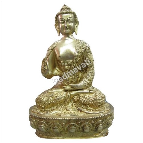 Golden 11Inch Brass Buddha Statue