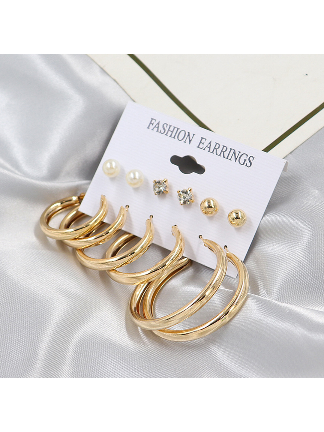 Combo 6 Pair Stunning Gold Plated Pearl Hoop Earrings Gender: Women