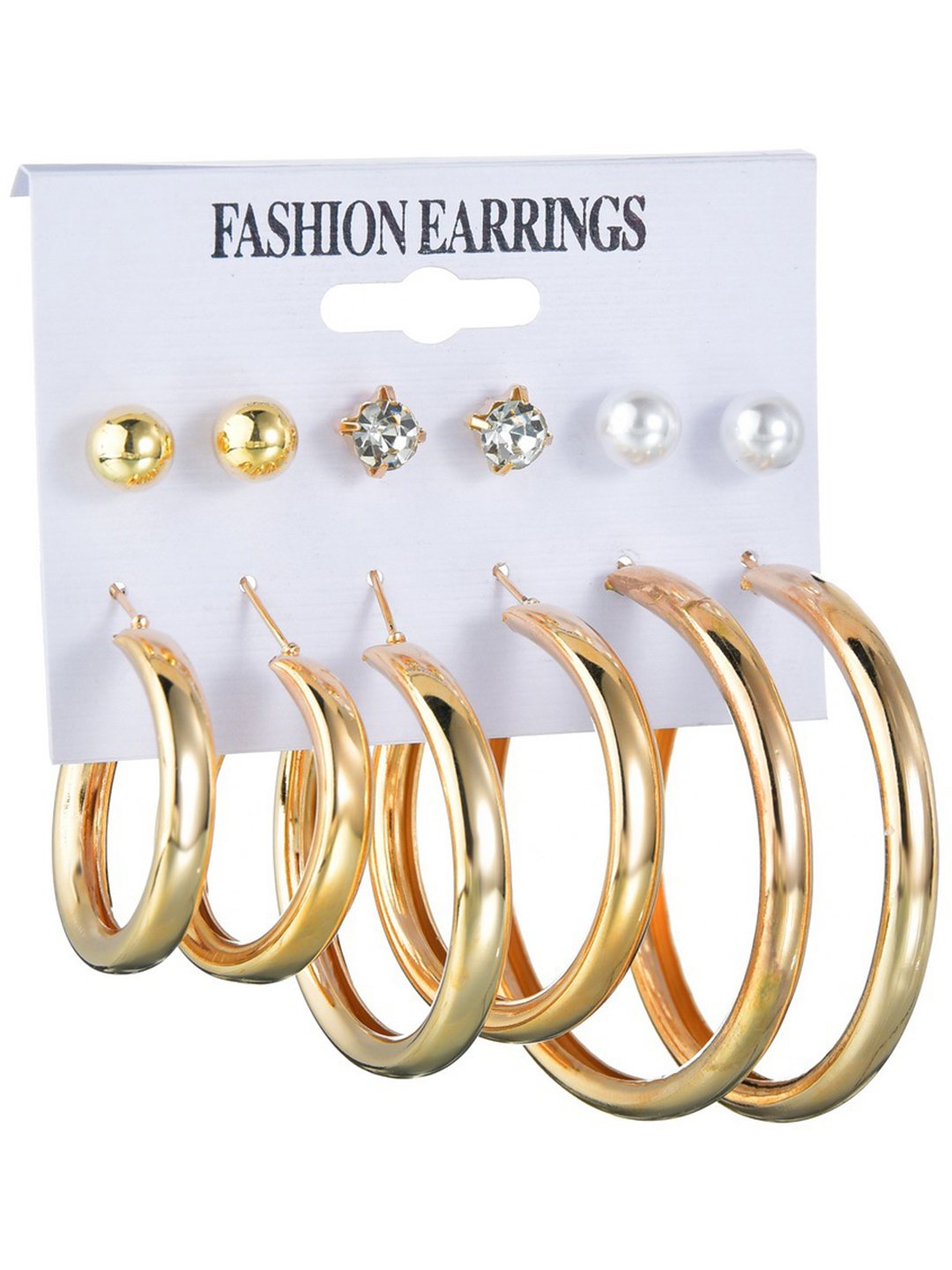 Combo 6 Pair Stunning Gold Plated Pearl Hoop Earrings Gender: Women
