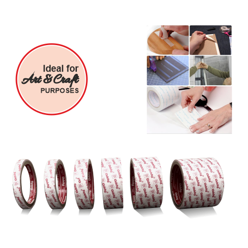 Tissue Paper Tape - Non-woven, 12mm Width, 6 Meter Length | Double-sided Adhesive, Soft Texture, Ideal For Foam And Display Attachment