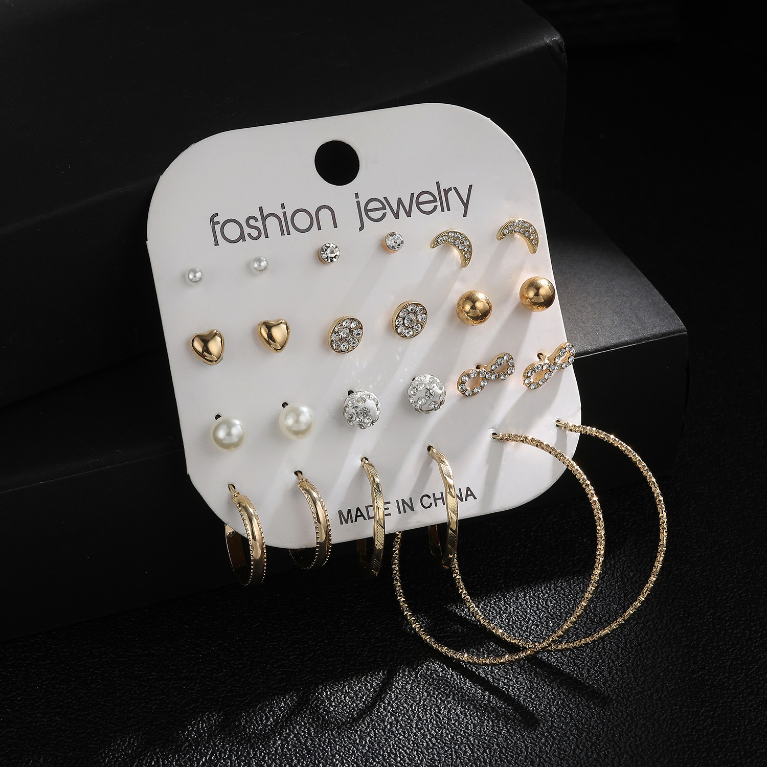 Combo Of 12 Pair Pearl Stone Stud And Hoop Earrings - Alloy Material, Fashion & Costume Jewelry Set, Stylish Design For Women | Lightweight At 20g