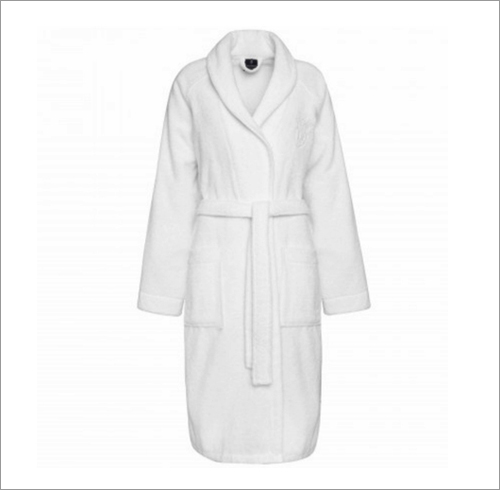 Plain Cotton Bath Robe - Soft Touch, Large Size, White Color | Washable, Suitable for Men and Women