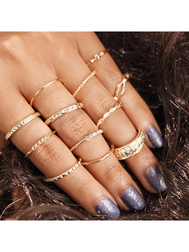 गोल्ड प्लेटेड 12 पीस प्लेन चेन रिंग सेट जेंडर: महिलाएं