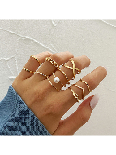 गोल्ड प्लेटेड 10 पीस इन्फिनिटी चेन रिंग सेट जेंडर: महिलाएं