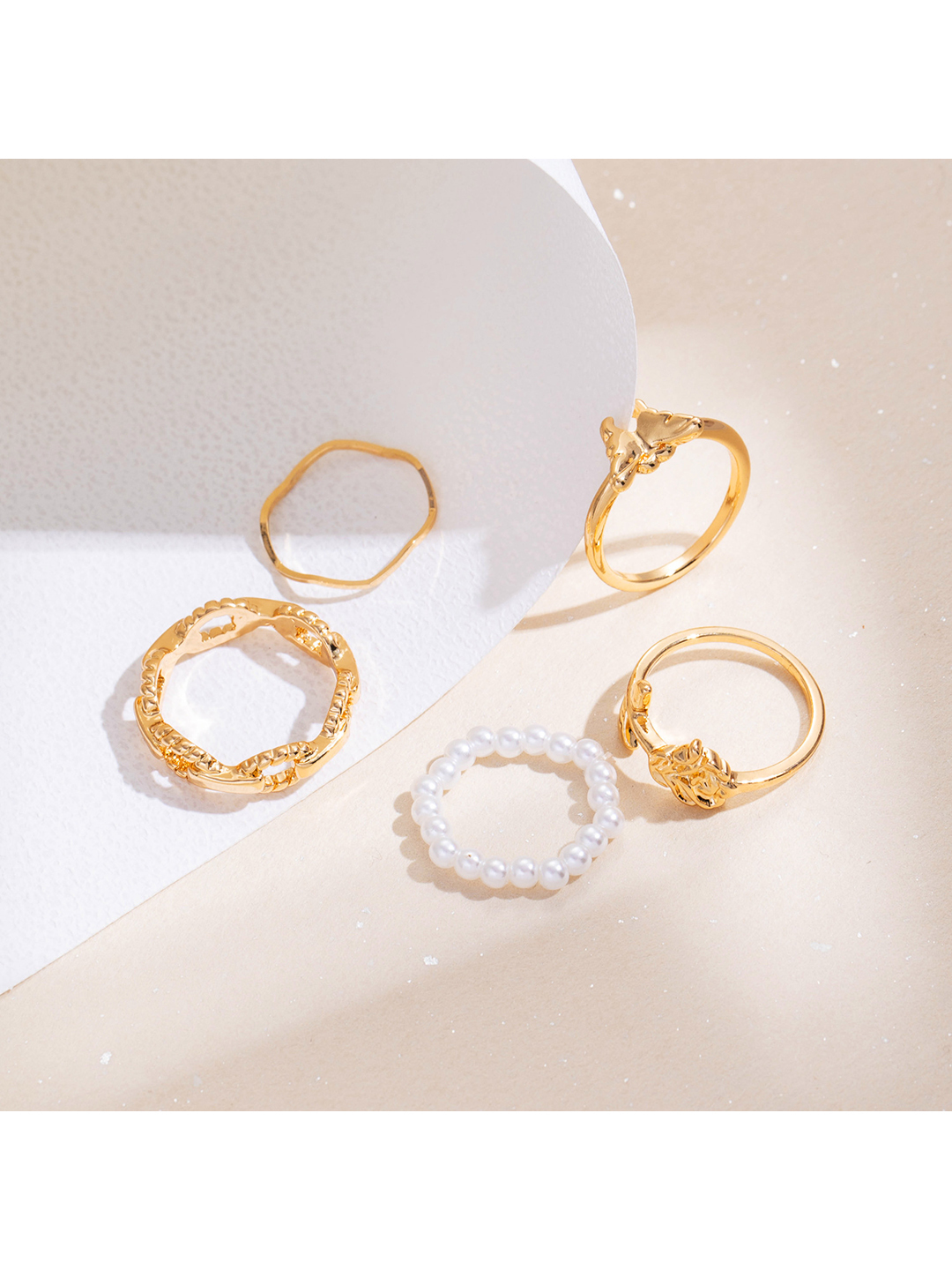 Gold Plated 5 Piece Butterfly Designed Ring Set - Alloy, 20 Grams | Women's Fashion & Costume Jewelry, Perfect For Engagements, Weddings, And Anniversaries