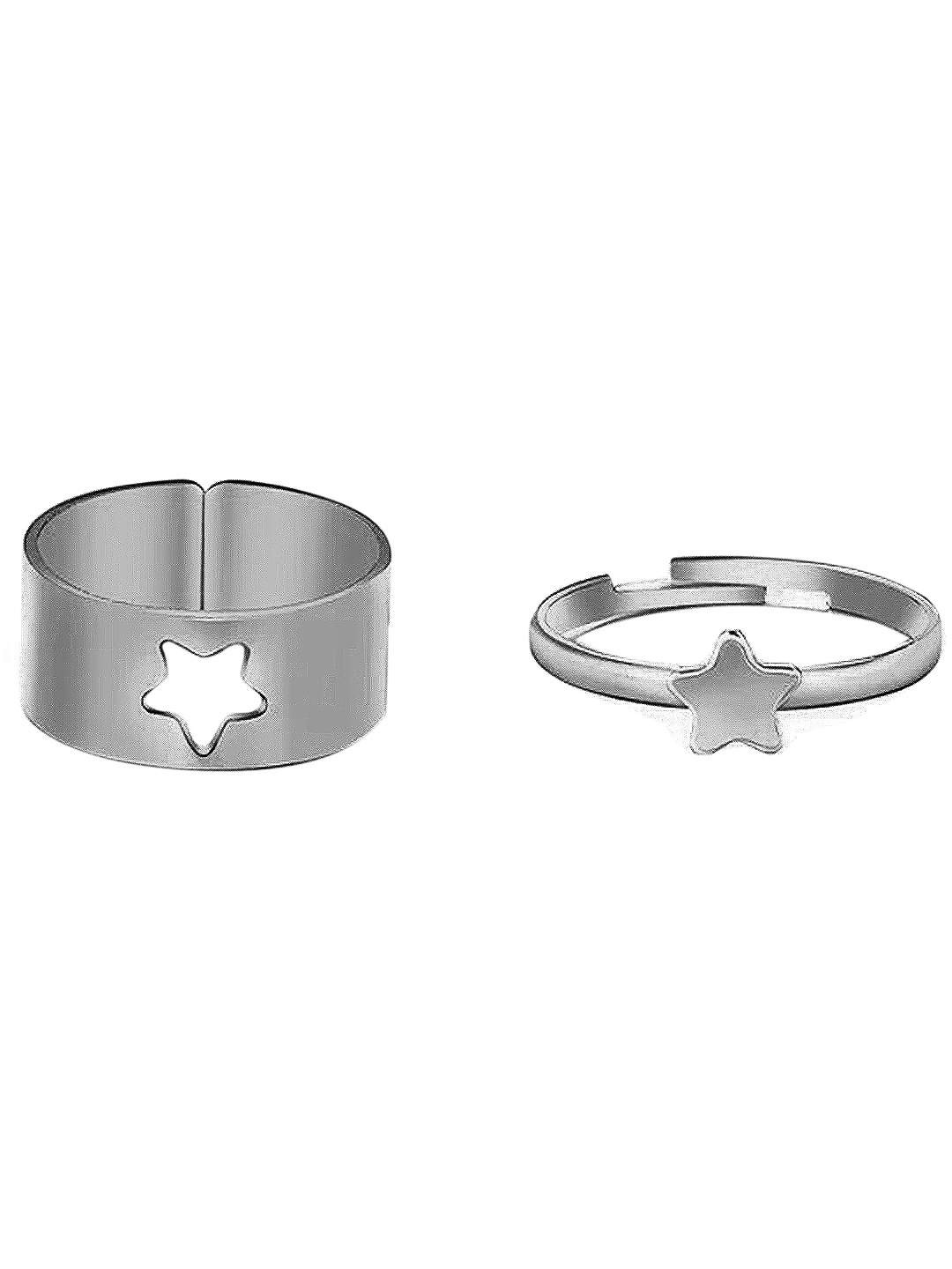 Stylish Silver Star Couple Ring Matching Wrap Finger Ring - Alloy Material 20g Weight | Fashion & Costume Jewelry For Women