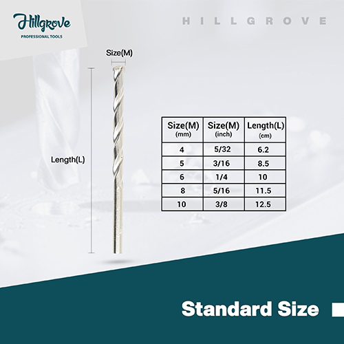 Hillgrove Hgdbs5mm4 Best Quality Most Running 5pcs Masonry Drill Bit Set