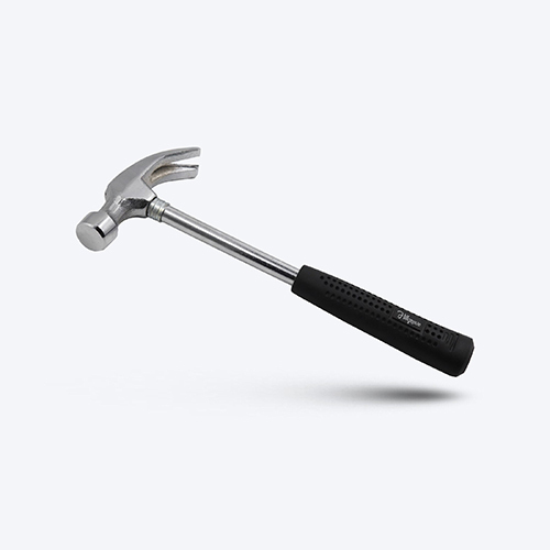 Hillgrove Ham High Quality Durable Metalworking Household Rubber Handle Straight Claw Hammer - Stainless Steel, Polished Finish, Silver And Black, Wooden Handle | 6-month Warranty, Commercial Use