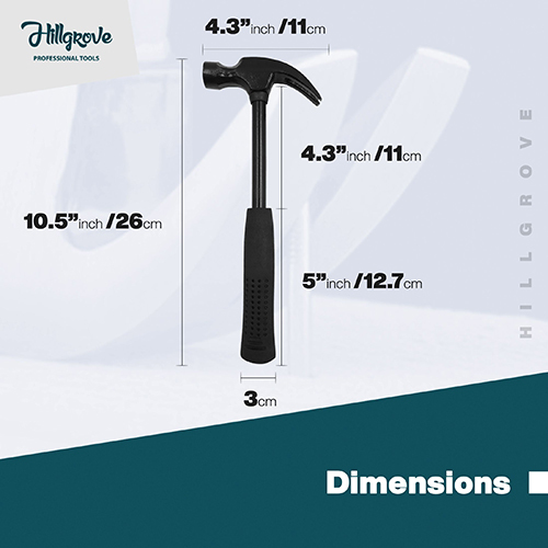 Hillgrove Hgham2m1 High Quality Durable Construction Household Rubber Handle Straight Best Claw Hammer