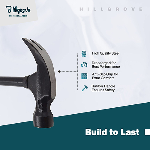 Hillgrove Hgham2m1 High Quality Durable Construction Household Rubber Handle Straight Best Claw Hammer