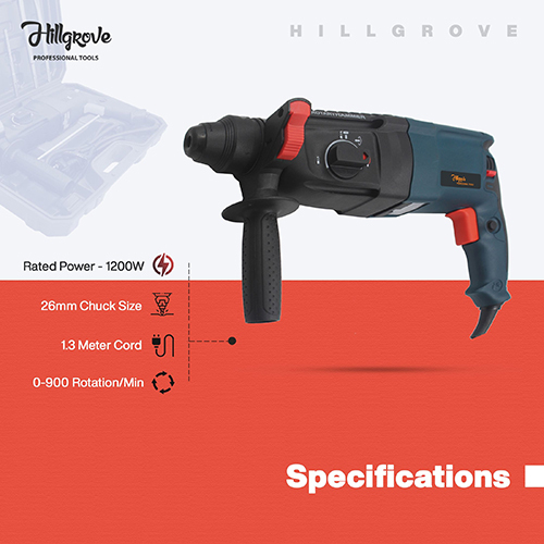 Stainless Steel Hillgrove H26h9 3 Modes Multi-purpose Household Electric Rotary Hammer Drilling Machine