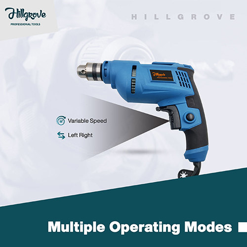 Hillgrove Hgpd2m1 All Purpose 500w Drill Machine With 5 Drill Bits With Reverse Rotaion And Variable Speed Pistol Grip Drill