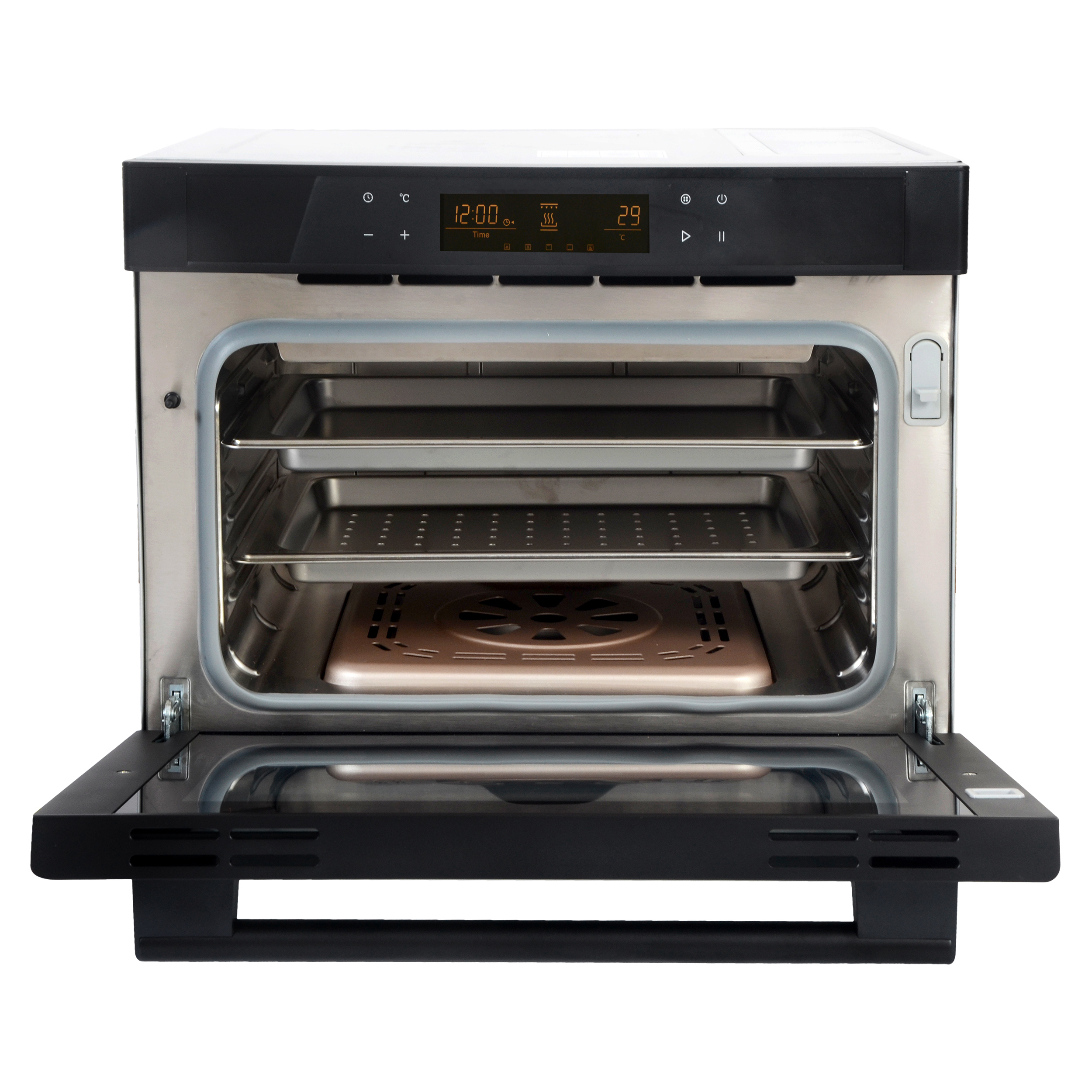 Steam Oven - 670x550x470 Mm, Matte Black | Grilling, Water Shortage Alert, Digital Timer Control, Portable 28l Capacity