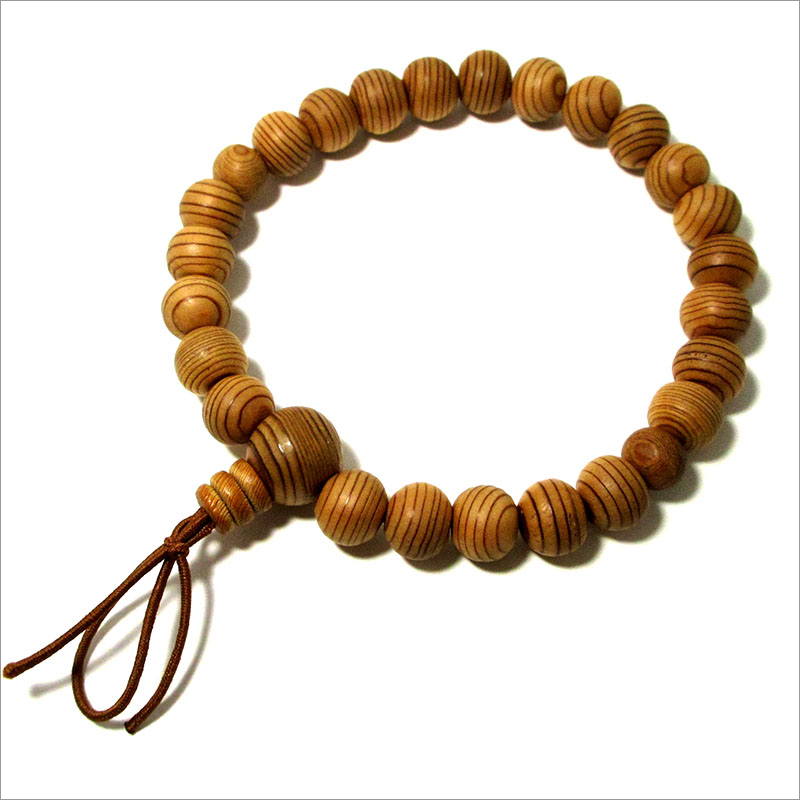 Japanese Cedar Yakusugi Wood Bracelet - Handmade Heart Sutra Beads Mala Bracelet For Men & Women - View #9