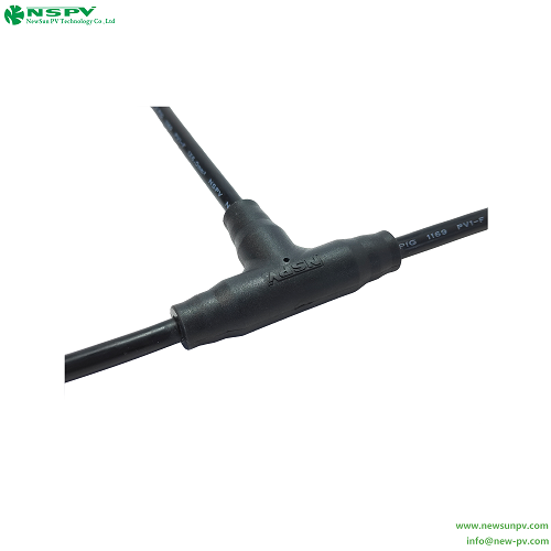 Black 2to1 Solar Cable Harness T Branch Connector With Inline Fuse For Pv System