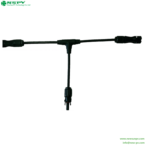 Black 2to1 Solar Cable Harness T Branch Connector With Inline Fuse For Pv System