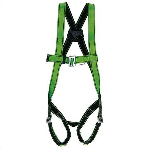 Industrial Safety Harness - Polyester Material, Standard Size, Green Color | Adjustable Straps, D-Rings, CE Certified