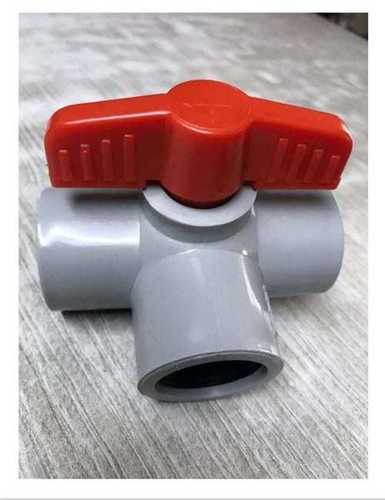 Three Way Plain PVC Ball Valve - Plastic, 15mm to 110mm Size, WOG Rating 150, High Temperature | Multiple Color Options, Industrial Usage, Customizable