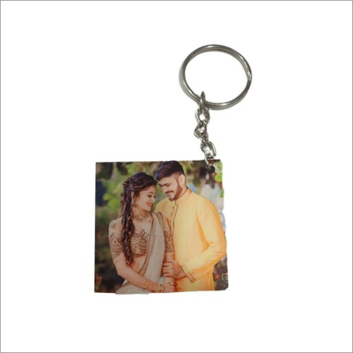 Mdf Sublimation Key Chain - Plastic Material, Multicolor Design - Love Theme With Steel Accents