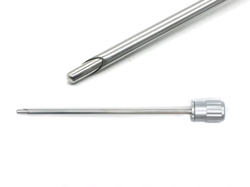 Laparoscopic Blunt Safety Trocar - 5mm Diameter, 330mm Length | Reusable Surgical Instrument with Anti-Rust Treatment, Ergonomic Handle Design to Reduce Surgeon Fatigue