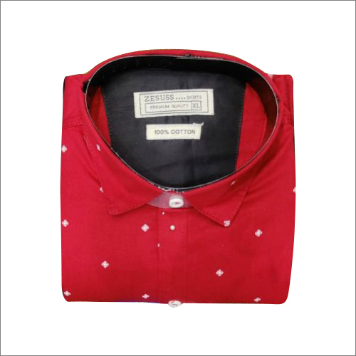वॉशेबल रेड प्रिंटेड शर्ट
