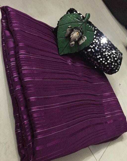 Fancy Sitara Saree - Satin Chiffon With Zari Lining , Velvet Blouse With Full Sequence Work, Breathable And Washable Design