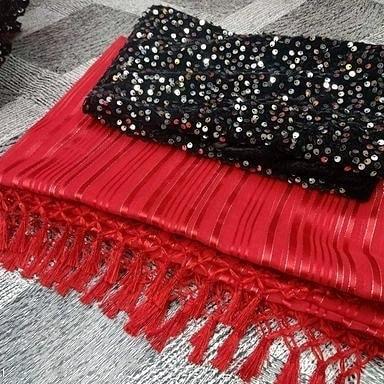 Fancy Sitara Saree - Satin Chiffon With Zari Lining , Velvet Blouse With Full Sequence Work, Breathable And Washable Design