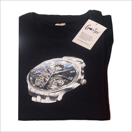 शॉर्ट स्लीव्स मेन्स ब्लैक कॉटन लाइक्रा यंग यूथ प्रिंट्स टी शर्ट