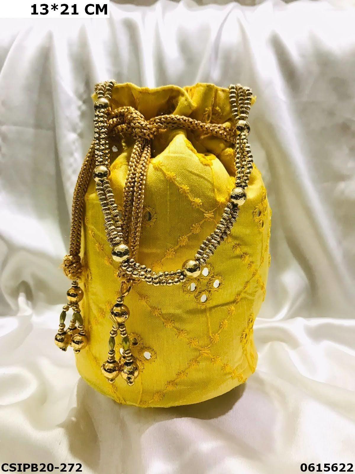 Handmade Potli Batua Bags - 19x13x21cm, Multi-color Embroidered Design For Women, Perfect For Weddings And Special Occasions