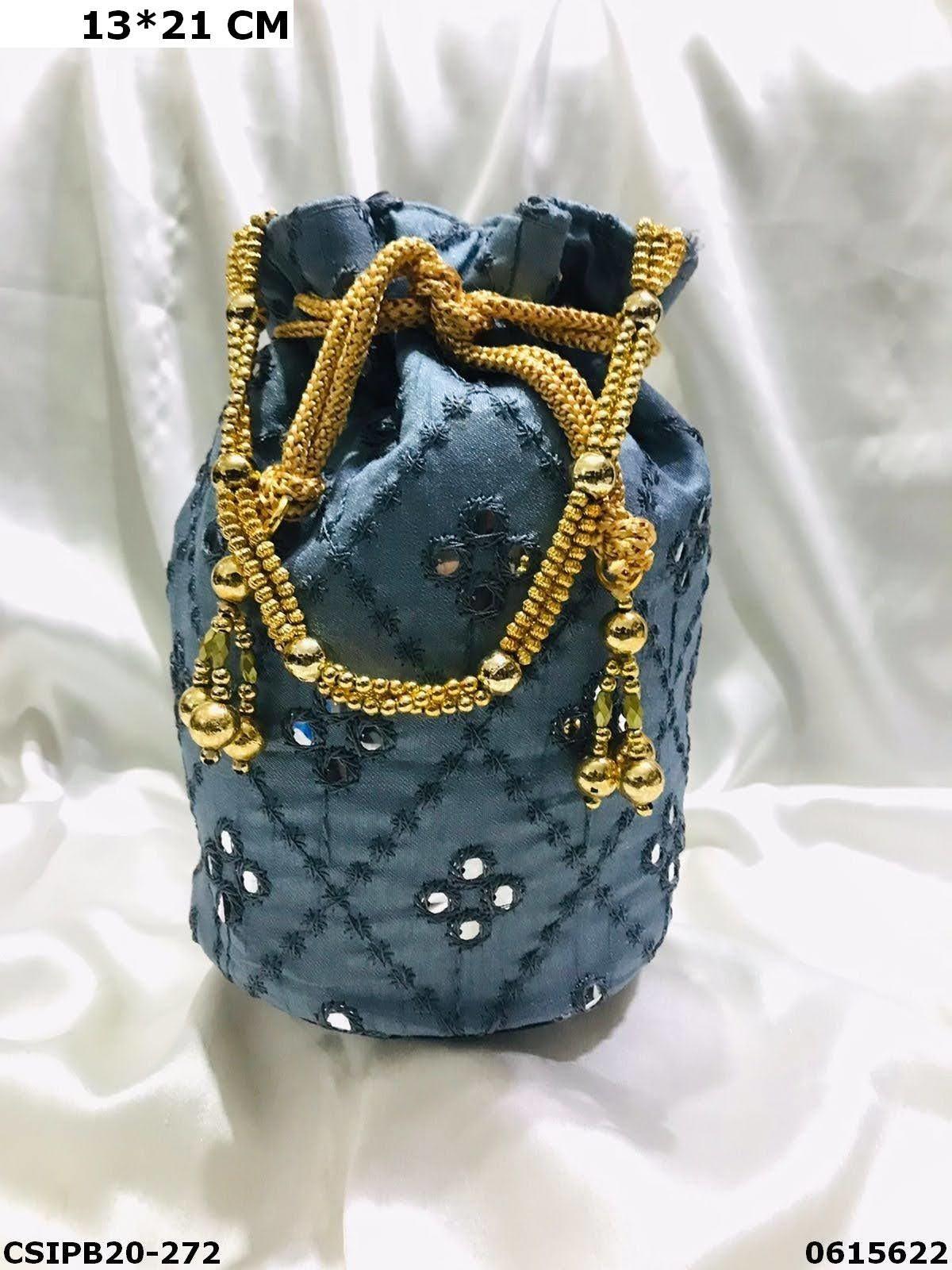 Handmade Potli Batua Bags - 19x13x21cm, Multi-color Embroidered Design For Women, Perfect For Weddings And Special Occasions