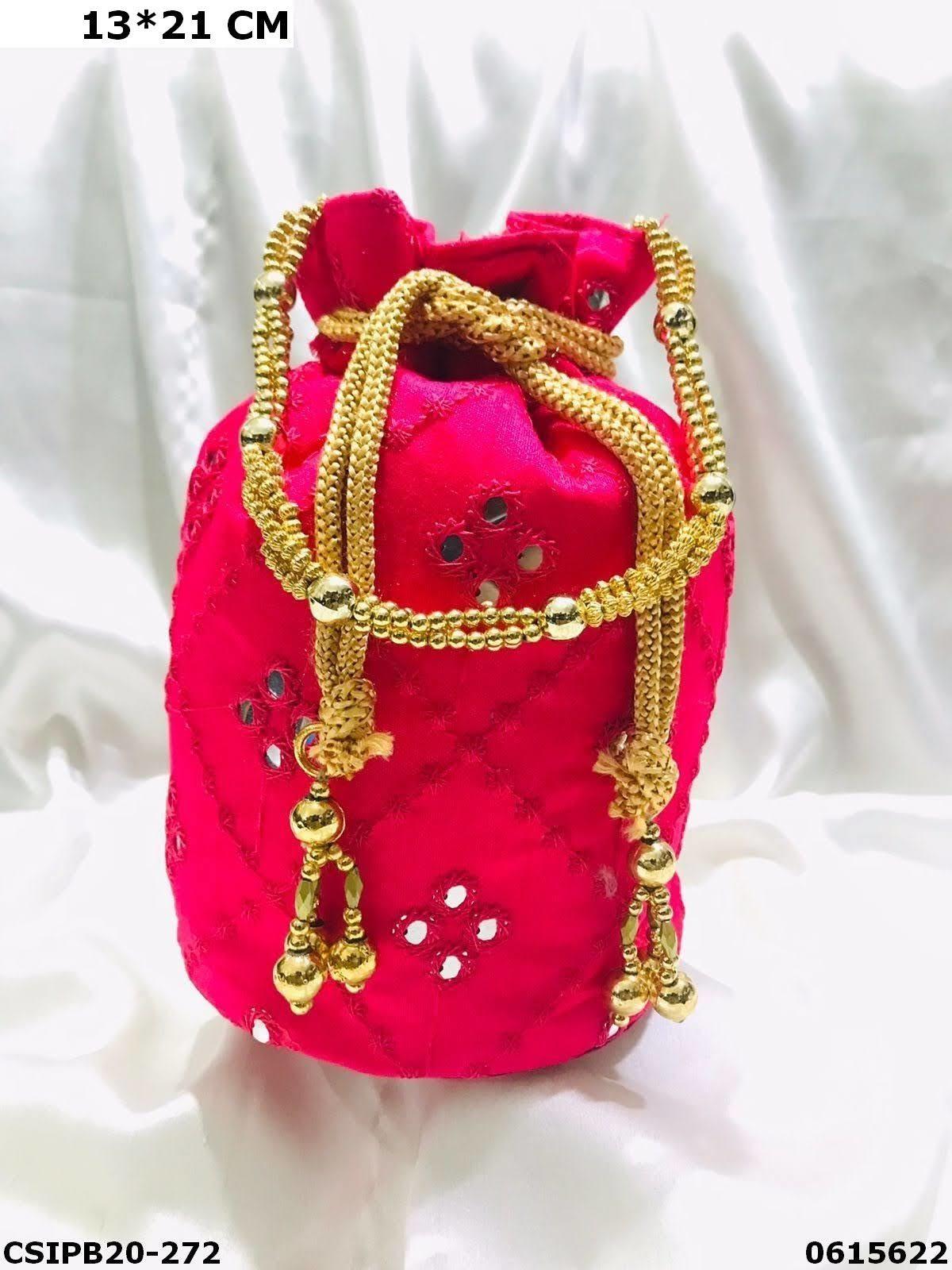 Handmade Potli Batua Bags - 19x13x21cm, Multi-color Embroidered Design For Women, Perfect For Weddings And Special Occasions