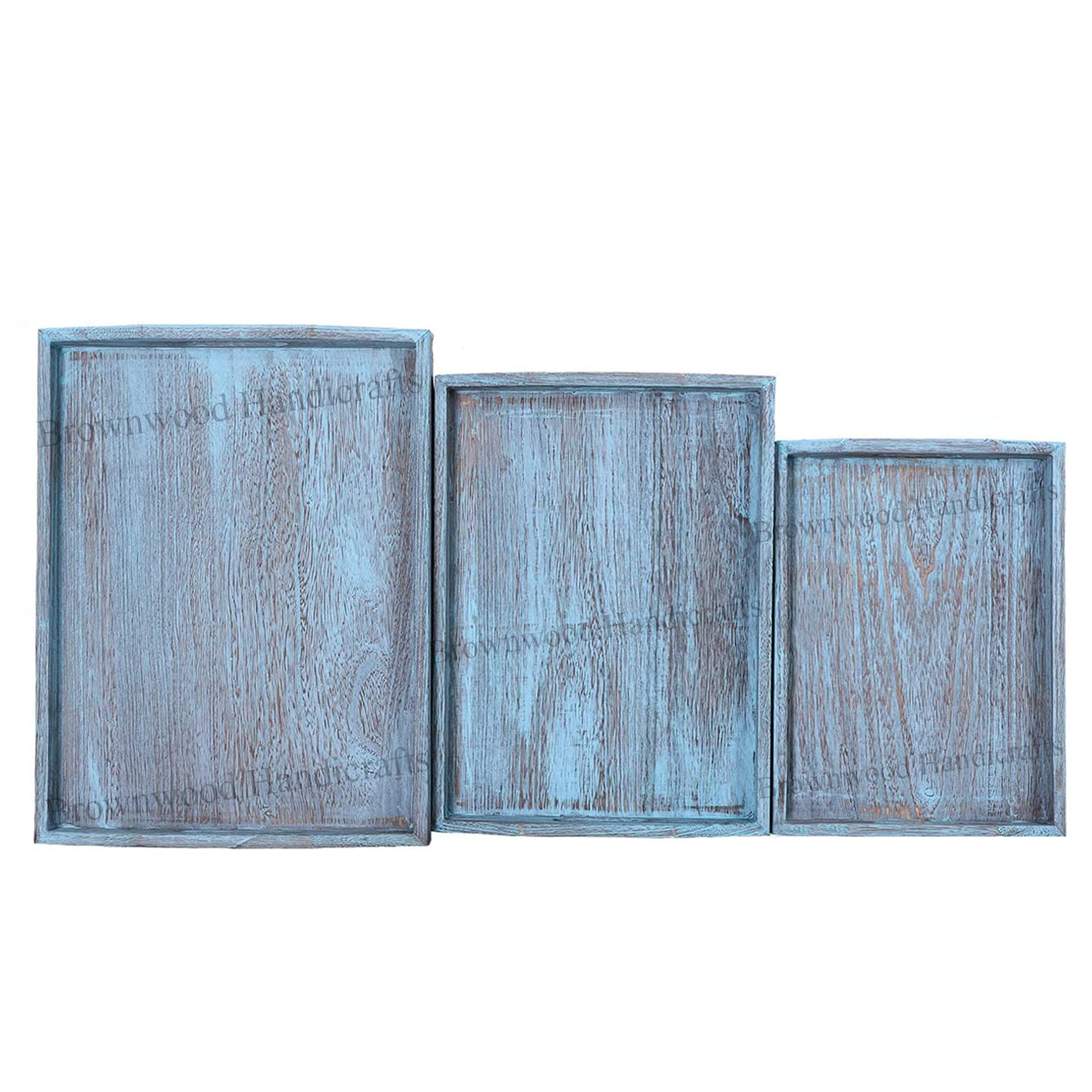 Mango Wood Serving Tray Set Of 3 Trays