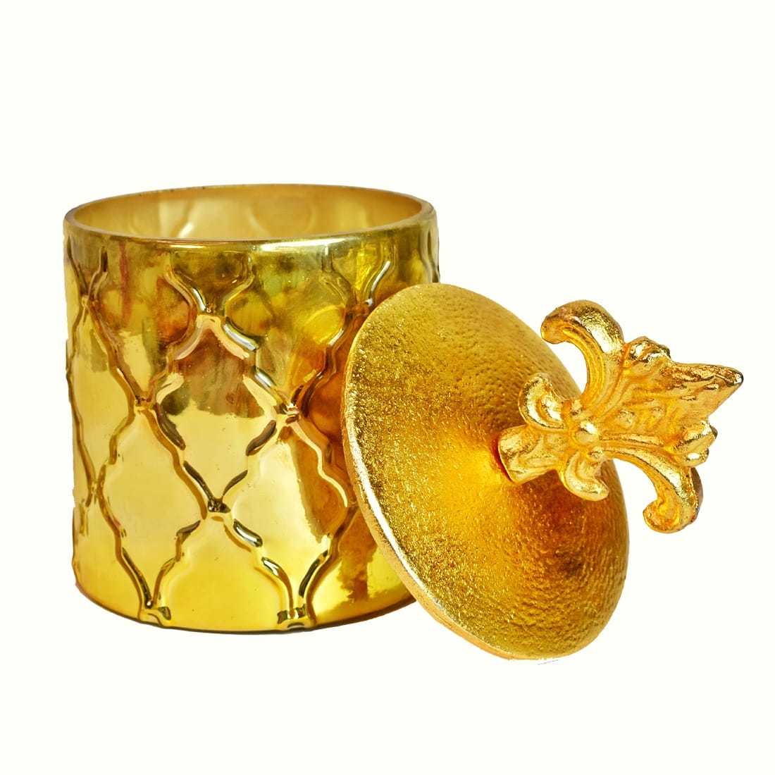 Svkd Glass Colourful Golden Jar