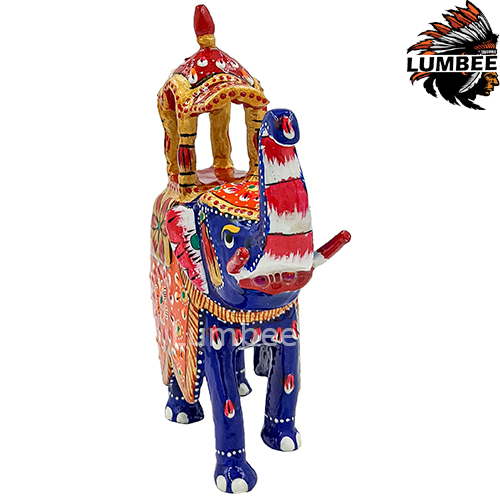 Blue Handpainted Elephant With Meenakari Artwork